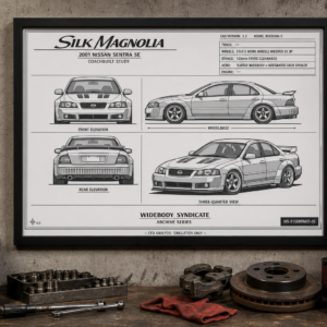 2001 Nissan Sentra SE Silk Magnolia Framed Collectible Poster