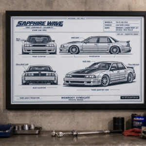 1987 Chevrolet Celebrity Sapphire Wave Framed Blueprint Poster