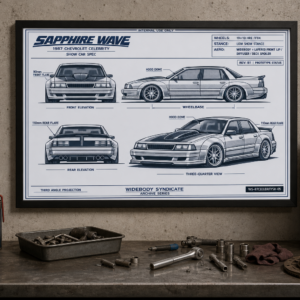 1987 Chevrolet Celebrity Sapphire Wave Framed Collectible Poster