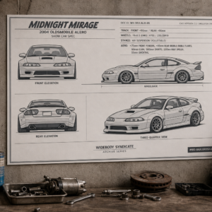 2004 Oldsmobile Alero Midnight Mirage Blueprint Poster