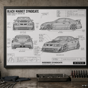 2003 Pontiac Grand Am Black Market Syndicate Framed Blueprint Poster