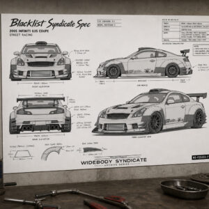 2005 Infiniti G35 Coupe Blacklist Syndicate Spec Blueprint Poster
