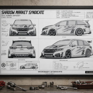 2017 Honda Odyssey Shadow Market Syndicate Framed Blueprint Poster