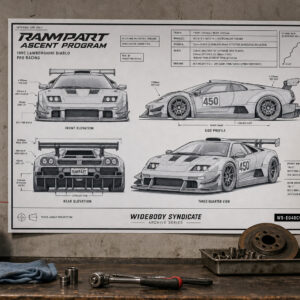 1990 Lamborghini Diablo Rampart Ascent Program Blueprint Poster