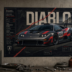 1990 Lamborghini Diablo Rampart Ascent Program Collectible Poster