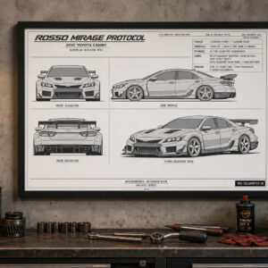 2010 Toyota Camry Rosso Mirage Protocol Framed Blueprint Poster