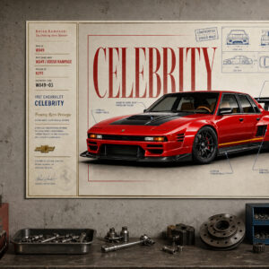 1987 Chevrolet Celebrity Prancing Retro Prototype Collectible Poster