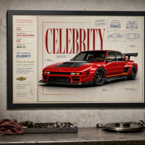 1987 Chevrolet Celebrity Prancing Retro Prototype Framed Collectible Poster