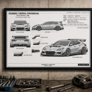 2003 Pontiac Vibe Rosso Terra Program Framed Blueprint Poster