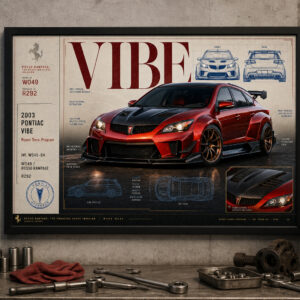 2003 Pontiac Vibe Rosso Terra Program Framed Collectible Poster