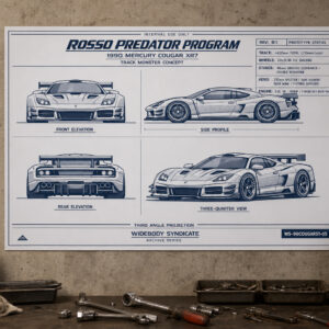 1990 Mercury Cougar XR7 Rosso Predator Program Blueprint Poster