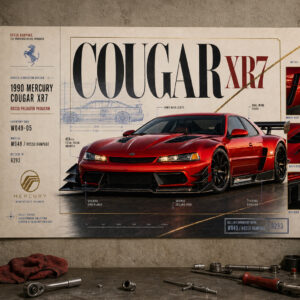 1990 Mercury Cougar XR7 Rosso Predator Program Collectible Poster