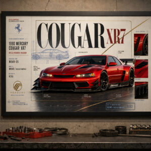 1990 Mercury Cougar XR7 Rosso Predator Program Framed Collectible Poster