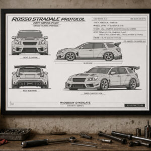 2007 Honda Pilot Rosso Stradale Protocol Framed Blueprint Poster