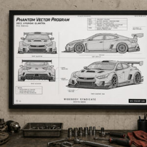 2011 Hyundai Elantra Phantom Vector Program Framed Blueprint Poster