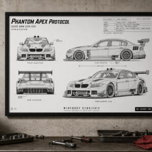 2008 BMW 328i E90 Phantom Apex Protocol Framed Blueprint Poster