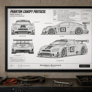 2006 Scion tC Phantom Canopy Protocol Framed Blueprint Poster