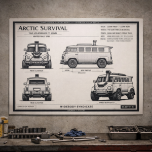 1960 Volkswagen T1 Kombi Arctic Survival Rally Build Blueprint Poster