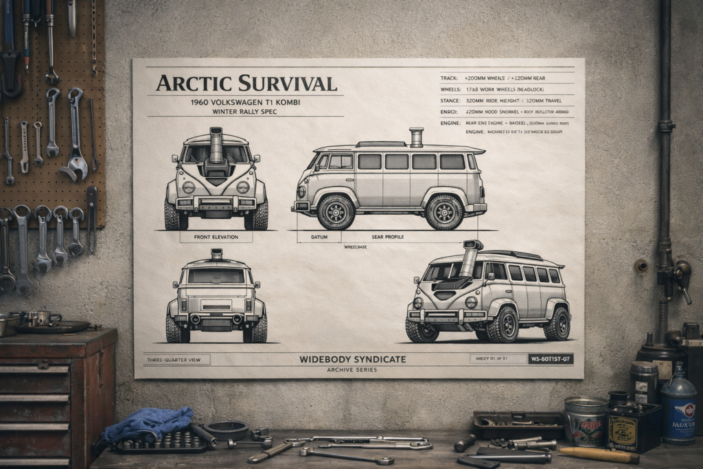 1960 Volkswagen T1 Kombi Arctic Survival Rally Build Collectible Poster