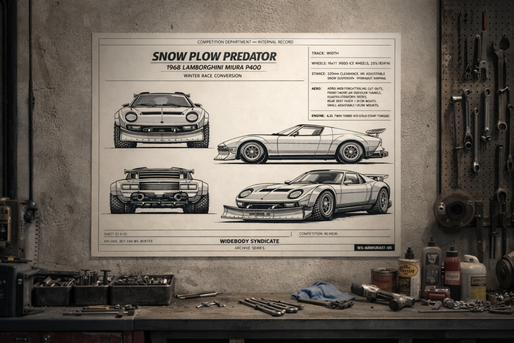 1968 Lamborghini Miura P400 Snow Plow Predator Blueprint Poster