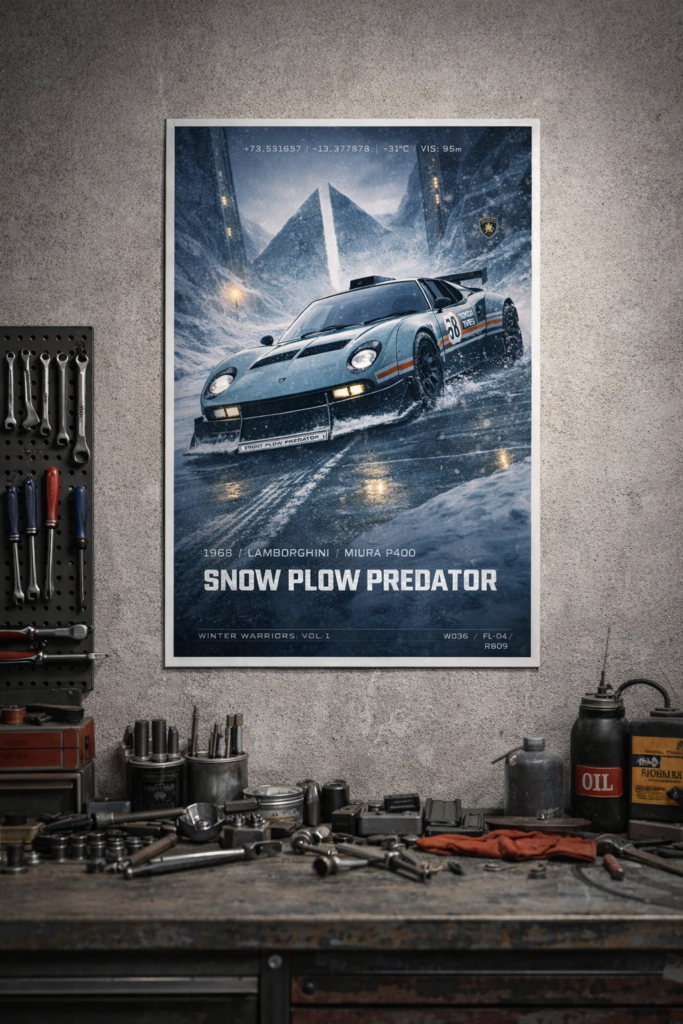 1968 Lamborghini Miura P400 Snow Plow Predator Collectible Poster