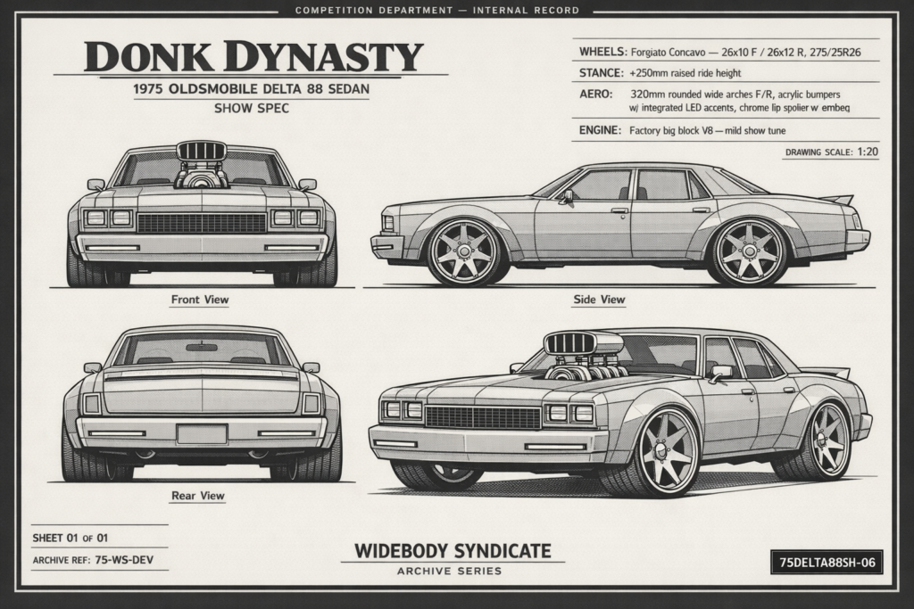 1975 Oldsmobile Delta 88 Sedan — Donk Dynasty blueprint