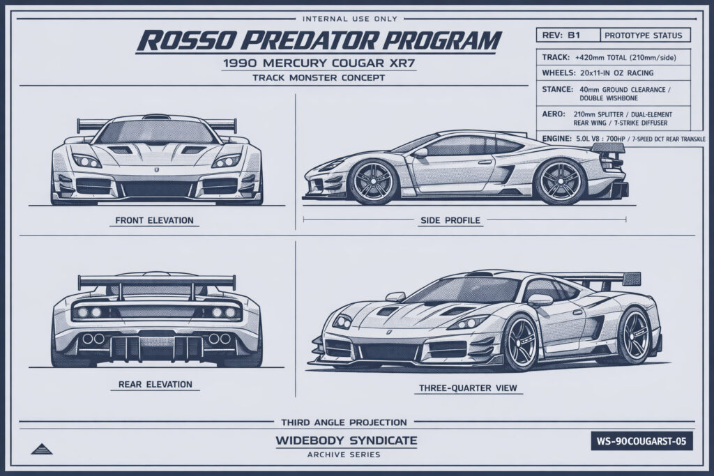 1990 Mercury Cougar XR7 — Rosso Predator Program blueprint